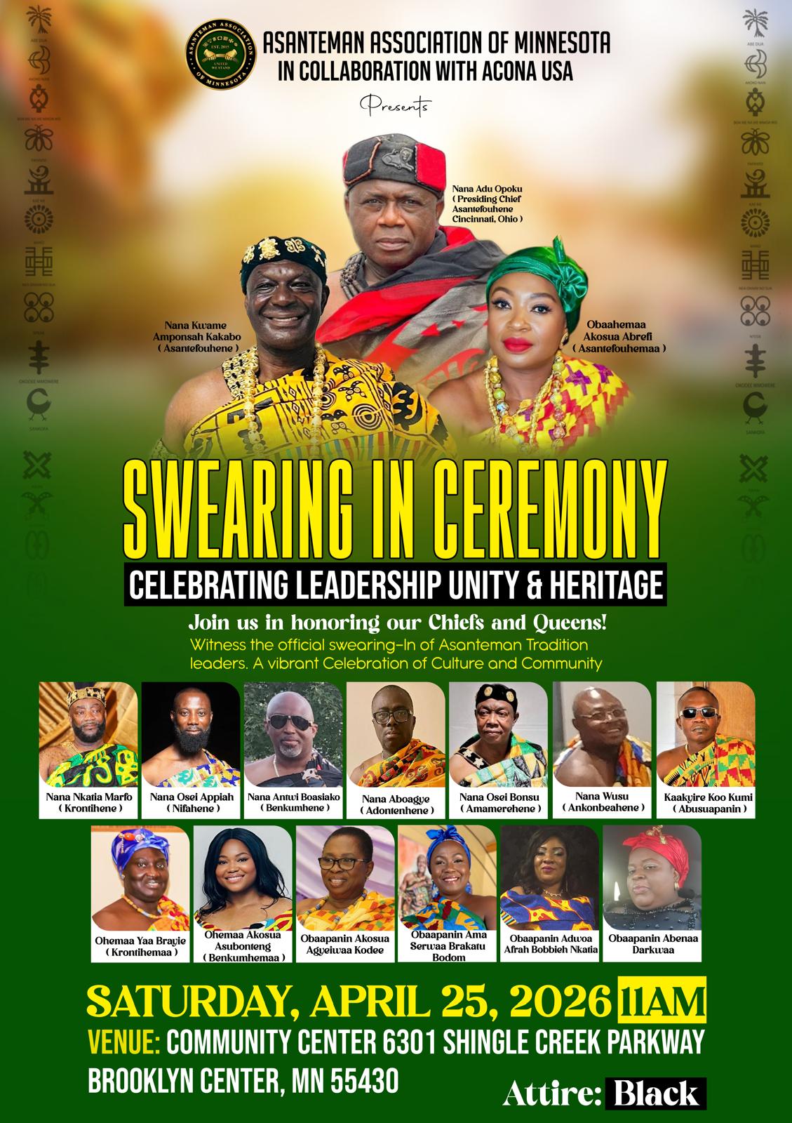 The Asanteman Association of Minnesota historic Swearing-In Ceremony.